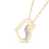 Twisted Gold and Diamond Heart Necklace in Solid 10k Yellow Gold