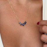 Teardrop Shaped Blue Sapphire Necklace in Solid 10k Yellow Gold