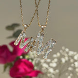 Radiant-Cut Initial Pendant in Solid 10k Yellow Gold - M