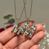 Radiant-Cut Initial Pendant in Solid 10k Yellow Gold - M