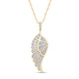 Diamond Angel Wing Necklace in Solid 10k Yellow Gold