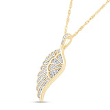 Diamond Angel Wing Necklace in Solid 10k Yellow Gold