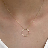 Circle Necklace in Solid 14k Yellow Gold