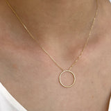 Circle Necklace in Solid 14k Yellow Gold