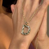 Radiant-Cut Initial Pendant in Solid 10k Yellow Gold - D