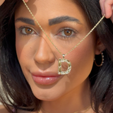 Radiant-Cut Initial Pendant in Solid 10k Yellow Gold - D