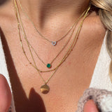 Diamond Heart Station Necklace in Solid 14k Rose Gold