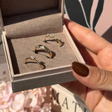 Three Flower Diamond Ring in Solid 14k Yellow Gold