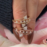 Diamond Butterfly Wrap Cocktail Ring in Solid 14k Rose Gold