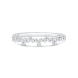Three Flower Diamond Ring in Solid 14k White Gold