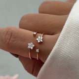 Floating Diamond Flower Wrap Ring in Solid 14k Yellow Gold