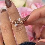 Diamond Butterfly Wrap Cocktail Ring in Solid 14k Rose Gold