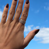 Diamond Clover Criss Cross Eternity Ring in Solid 14k Yellow Gold