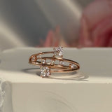 Diamond Butterfly Wrap Cocktail Ring in Solid 14k Rose Gold