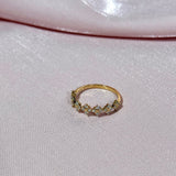 Diamond Clover Criss Cross Eternity Ring in Solid 14k Yellow Gold