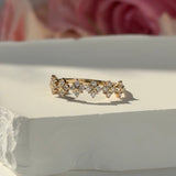 Diamond Clover Criss Cross Eternity Ring in Solid 14k Yellow Gold