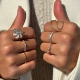 Double Row Diamond Eternity Ring in Solid 14k Yellow Gold