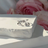 Floating Diamond Flower Wrap Ring in Solid 14k White Gold
