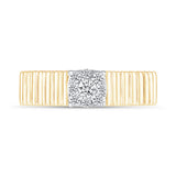 Fluted Ring with Diamond Center in Solid 10k Yellow Gold