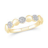 Alternating Diamond and Gold Circles Ring in Solid 10k Yellow Gold