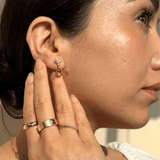 Pear Cut Citrine and Sapphire Dangle Earrings in Solid 10k Yellow Gold