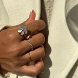 Double Row Diamond Eternity Ring in Solid 14k Yellow Gold