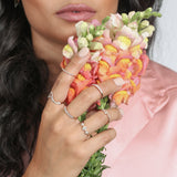 Three Flower Diamond Ring in Solid 14k Yellow Gold