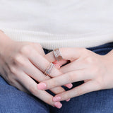 Double Row Diamond Eternity Ring in Solid 14k Yellow Gold