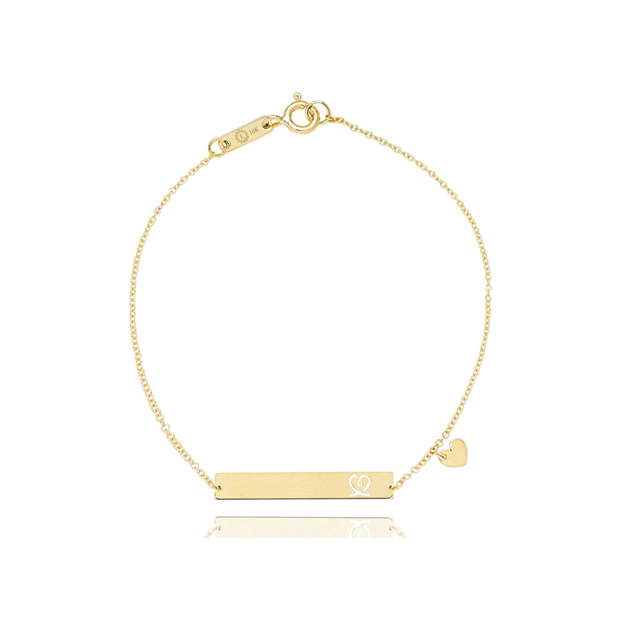 Bar with Engraved Heart Monogram Bracelet in 10k Solid Gold Bracelets Estella Collection #product_description# 17662 10k 14k Chain Bracelets #tag4# #tag5# #tag6# #tag7# #tag8# #tag9# #tag10#