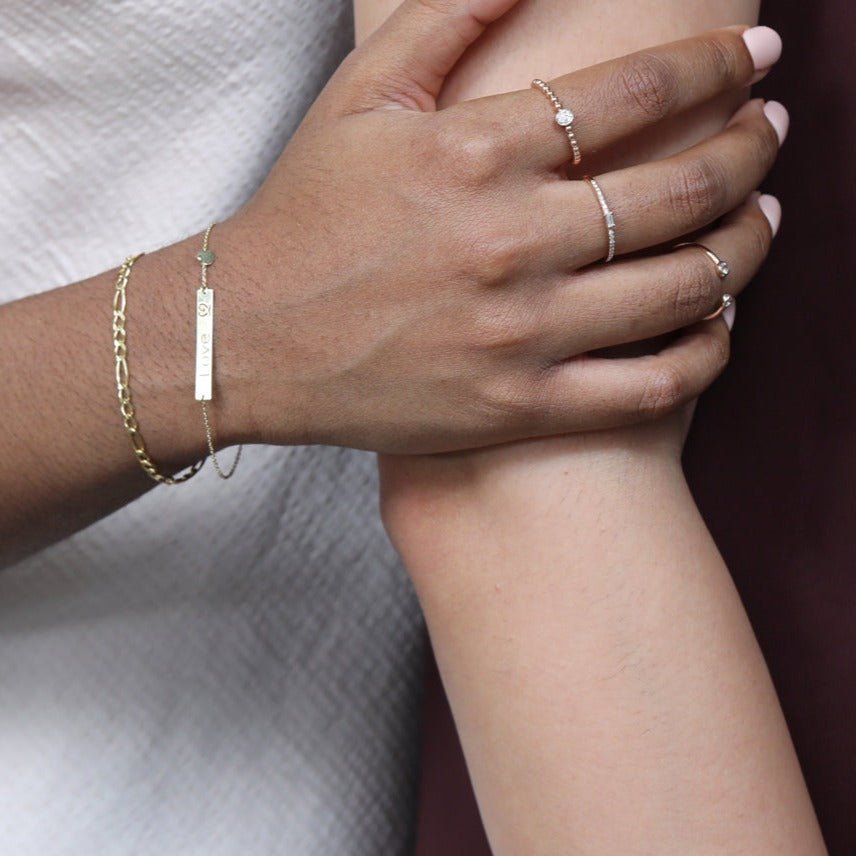 Bar with Engraved Heart Monogram Bracelet in 14k Solid Gold Bracelets Estella Collection #product_description# 17673 10k 14k Chain Bracelets #tag4# #tag5# #tag6# #tag7# #tag8# #tag9# #tag10#