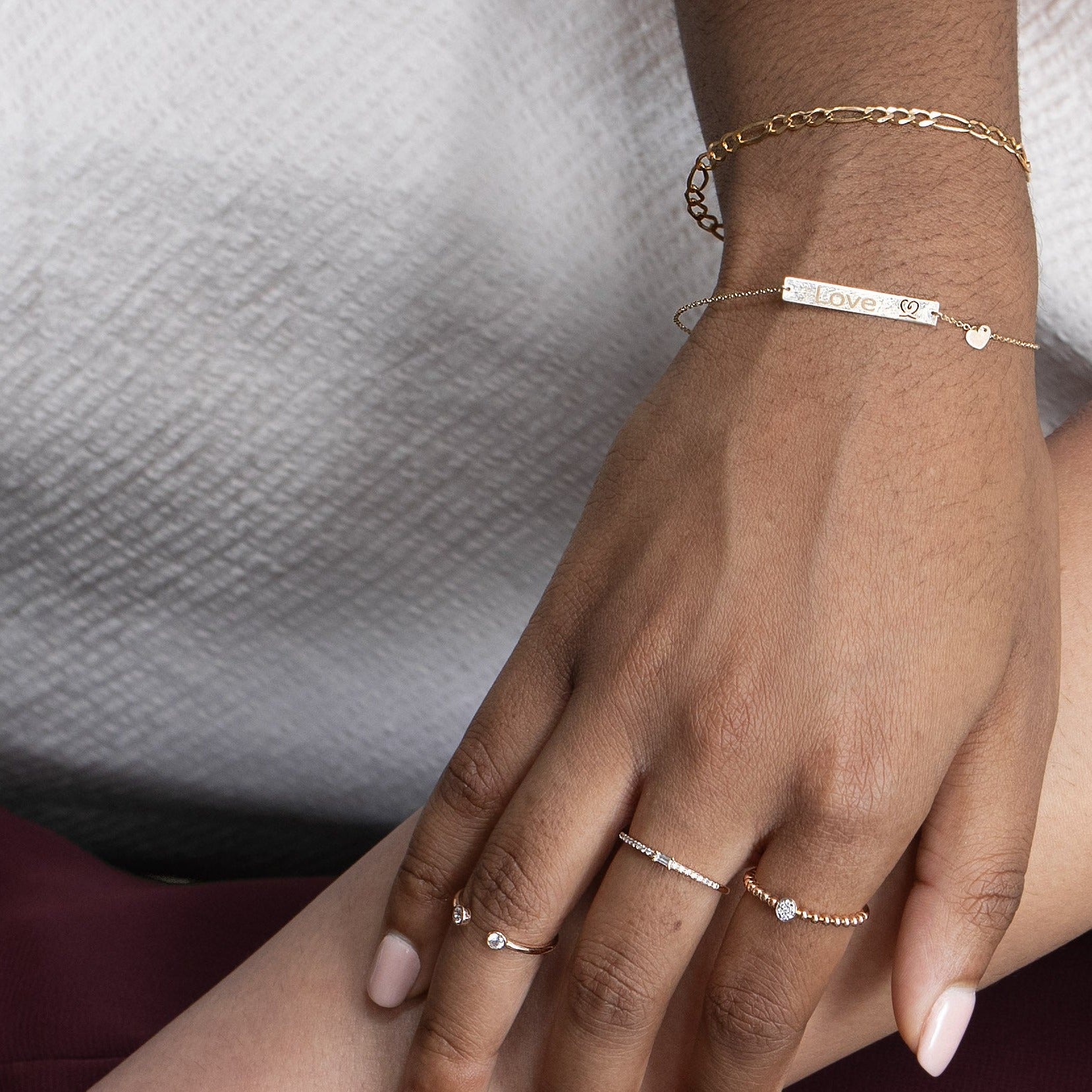 Bar with Engraved Heart Monogram Bracelet in 14k Solid Gold Bracelets Estella Collection #product_description# 17673 10k 14k Chain Bracelets #tag4# #tag5# #tag6# #tag7# #tag8# #tag9# #tag10#