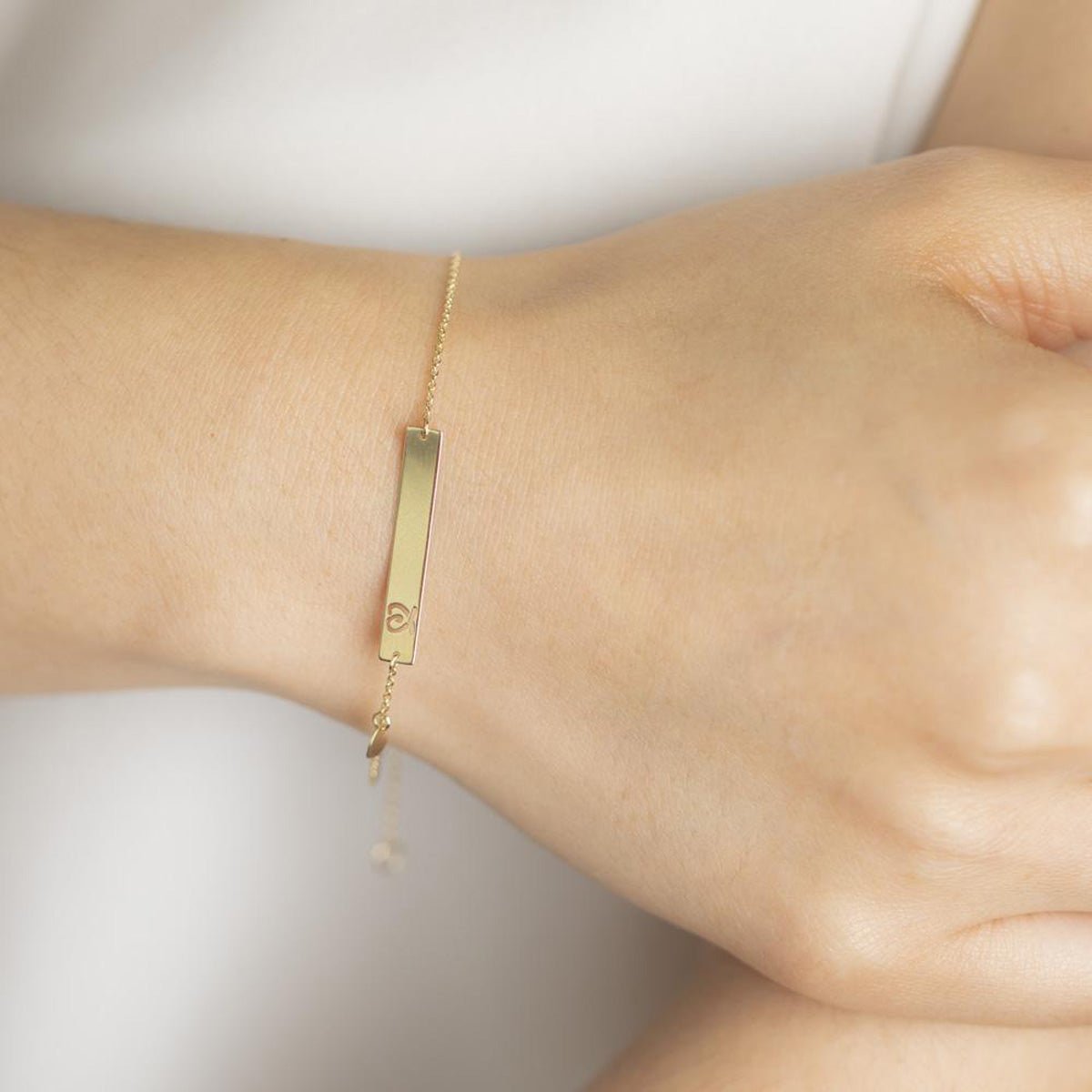 Bar with Engraved Heart Monogram Bracelet in Solid Gold Bracelets Estella Collection #product_description# 17673 10k 14k Chain Bracelets #tag4# #tag5# #tag6# #tag7# #tag8# #tag9# #tag10#