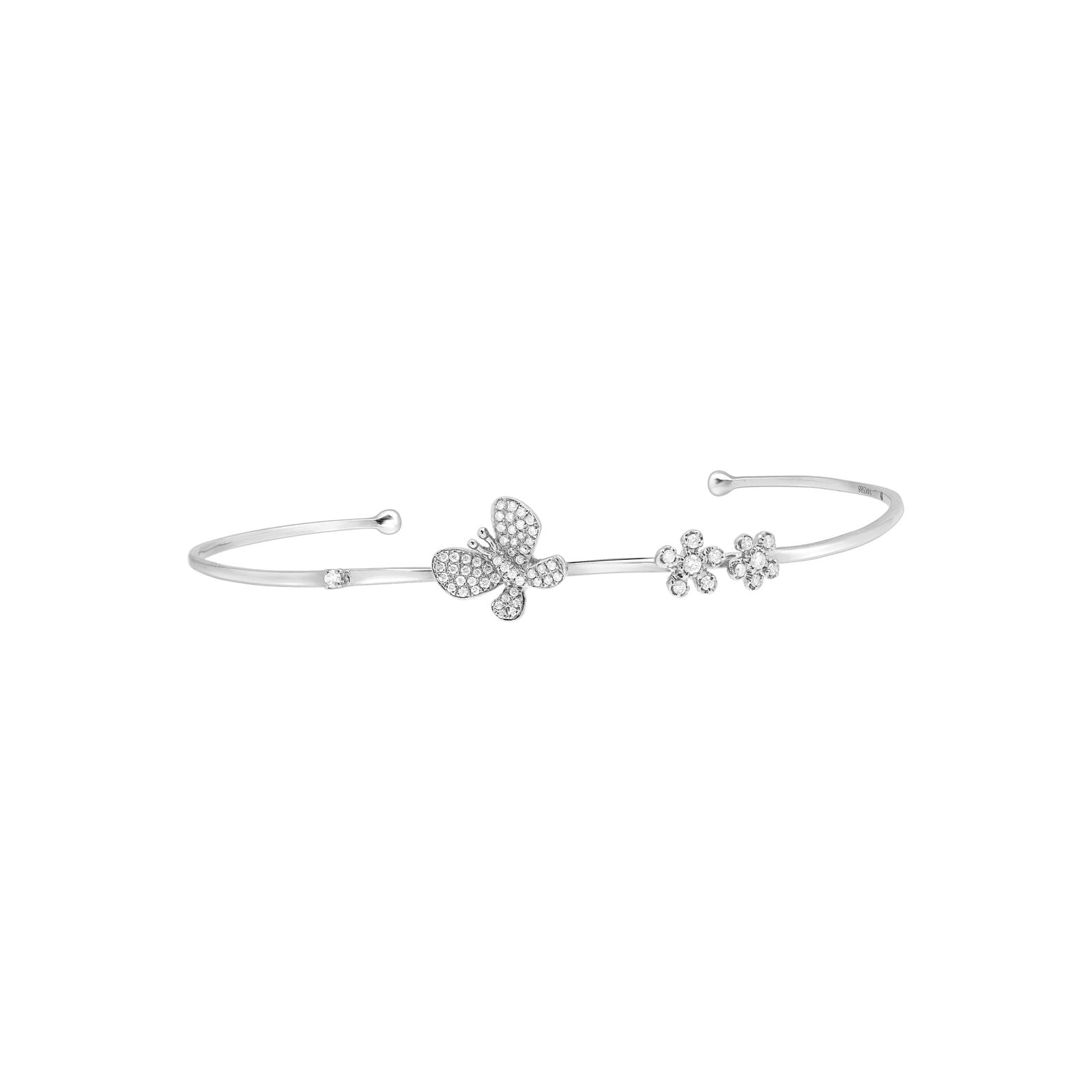 Diamond Butterfly and Flowers Garden Party Cuff Bracelets Estella Collection #product_description# 17188 14k Diamond Flower Jewelry #tag4# #tag5# #tag6# #tag7# #tag8# #tag9# #tag10#