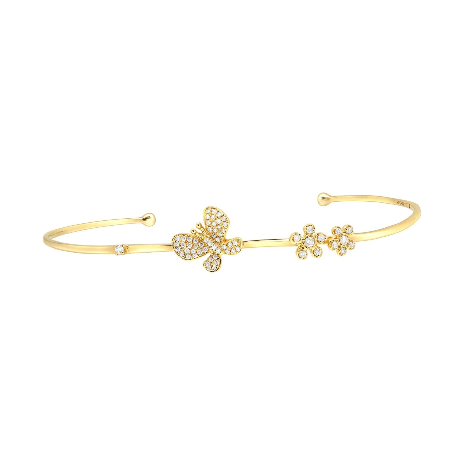 Diamond Butterfly and Flowers Garden Party Cuff Bracelets Estella Collection #product_description# 17189 14k Diamond Flower Jewelry #tag4# #tag5# #tag6# #tag7# #tag8# #tag9# #tag10#