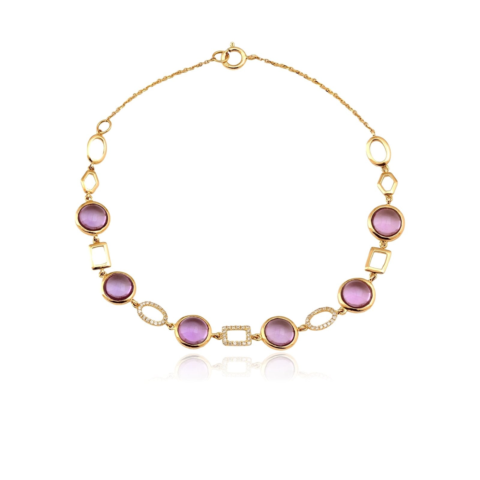 Amethyst and Geometric Diamond Link Bracelet Bracelets Estella Collection #product_description# 14k Amethyst Chain Bracelets #tag4# #tag5# #tag6# #tag7# #tag8# #tag9# #tag10#