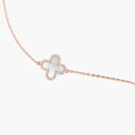 Mini Mother of Pearl and Diamond Halo Clover Station Bracelet Bracelets Estella Collection #product_description# 14k Birthstone Chain Bracelets #tag4# #tag5# #tag6# #tag7# #tag8# #tag9# #tag10#
