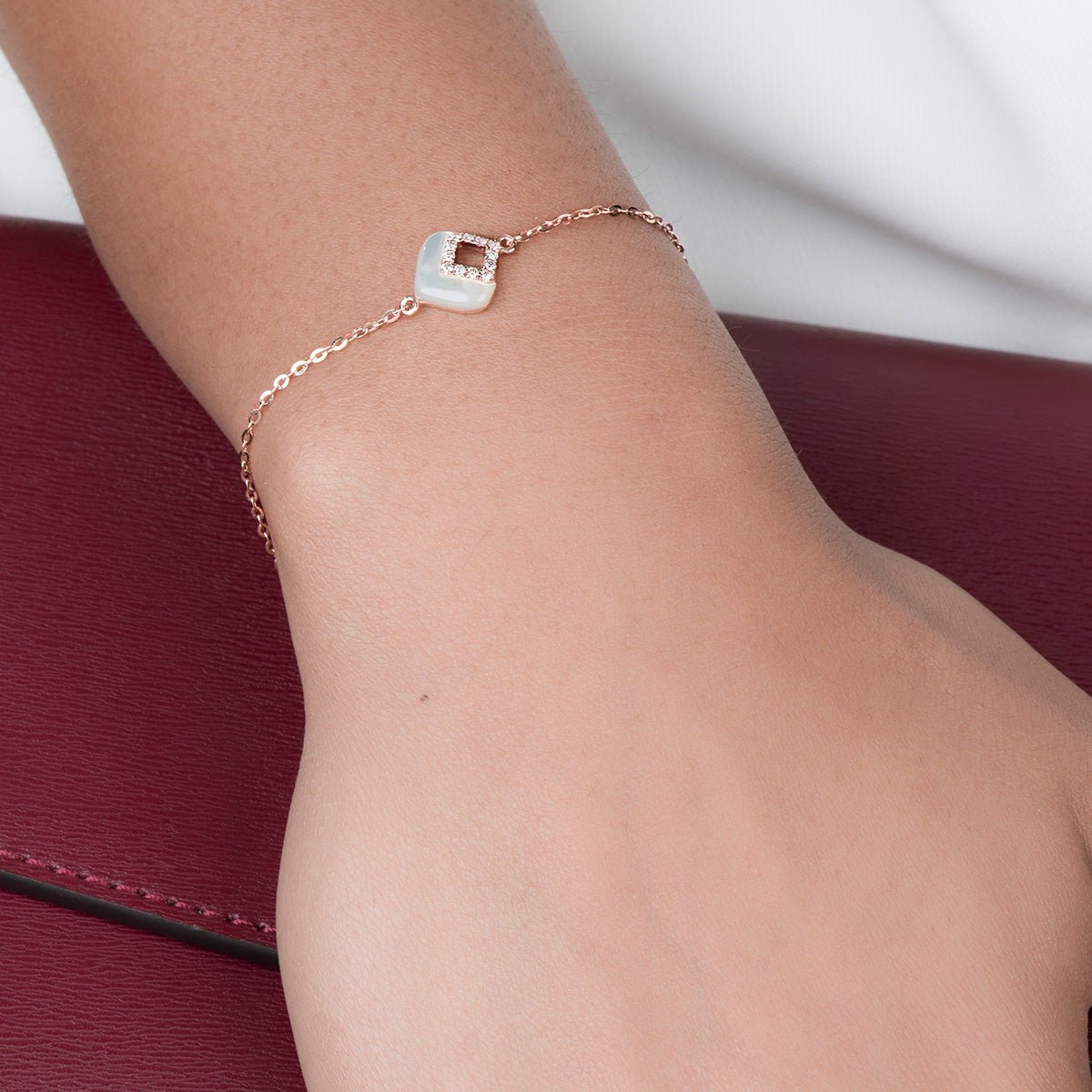 Mother of Pearl and Diamond Cutout Station Bracelet Bracelets Estella Collection #product_description# 14k Birthstone Chain Bracelets #tag4# #tag5# #tag6# #tag7# #tag8# #tag9# #tag10#