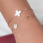 Mother of Pearl and Diamond Halo Clover Station Bracelet Bracelets Estella Collection #product_description# 14k Birthstone Chain Bracelets #tag4# #tag5# #tag6# #tag7# #tag8# #tag9# #tag10#