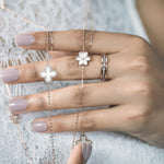 Mother of Pearl and Diamond Halo Clover Station Bracelet Bracelets Estella Collection #product_description# 14k Birthstone Chain Bracelets #tag4# #tag5# #tag6# #tag7# #tag8# #tag9# #tag10#
