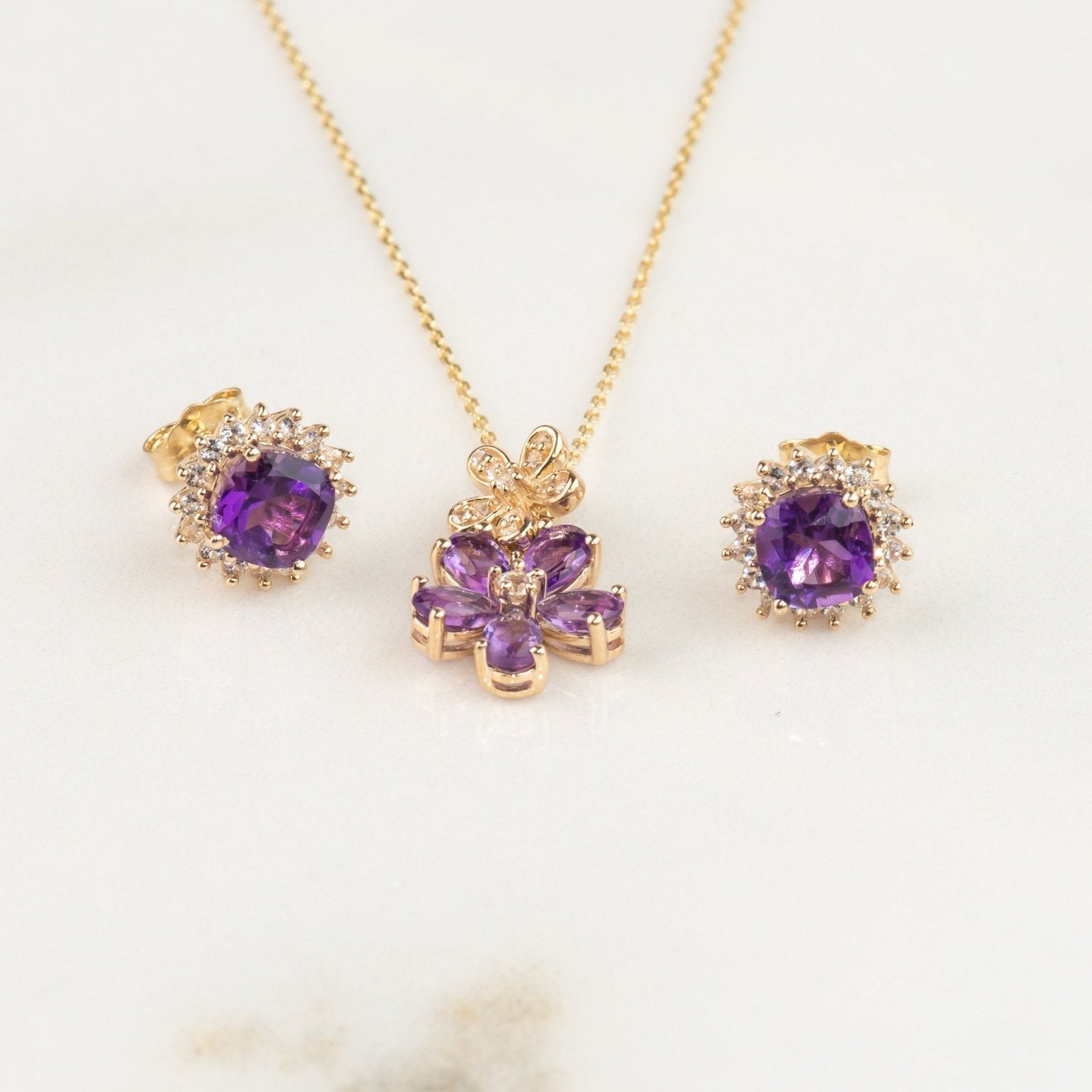 Amethyst with Sapphire Halo Studs Earrings Estella Collection #product_description# 32653 10k Amethyst Birthstone #tag4# #tag5# #tag6# #tag7# #tag8# #tag9# #tag10#