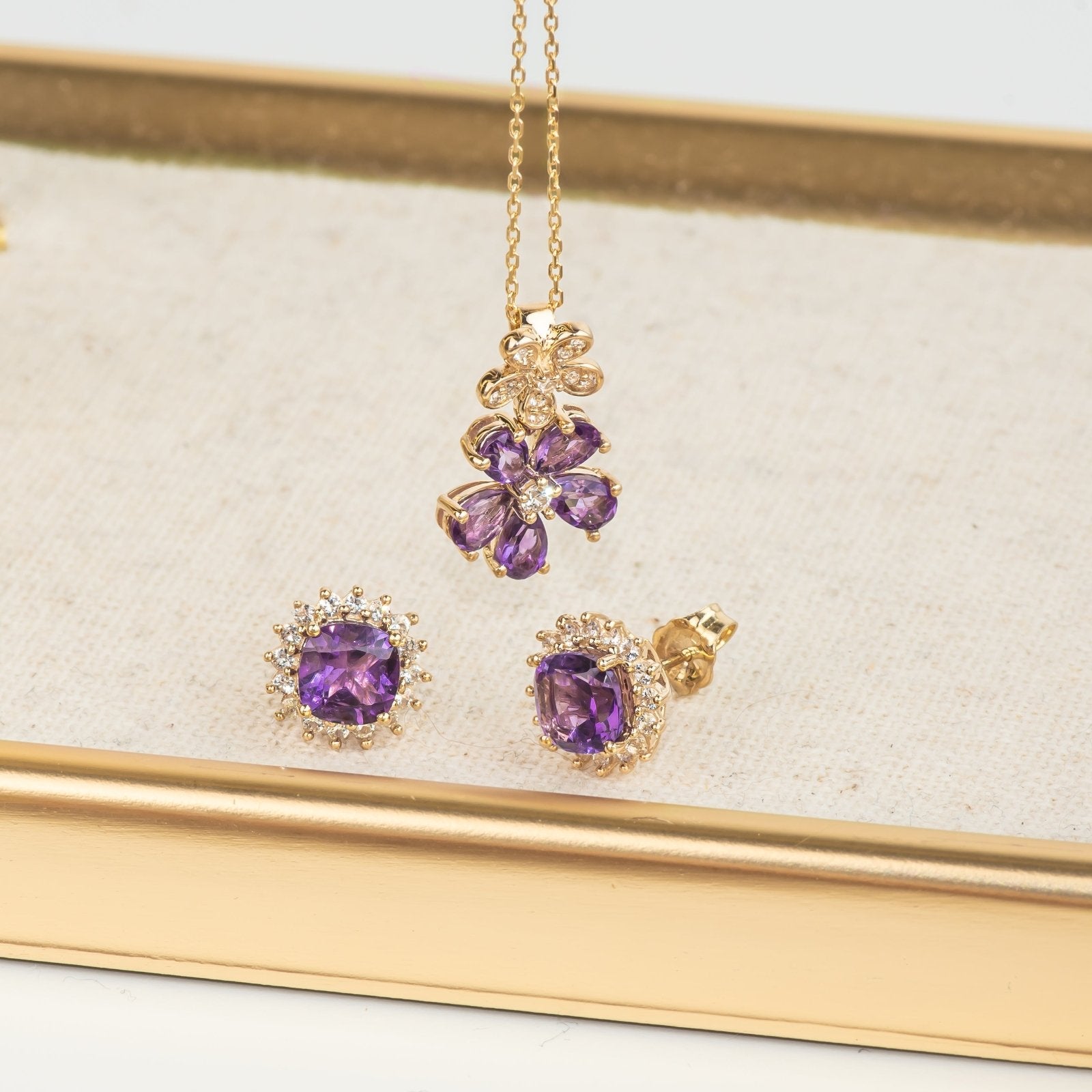 Amethyst with Sapphire Halo Studs Earrings Estella Collection #product_description# 32653 10k Amethyst Birthstone #tag4# #tag5# #tag6# #tag7# #tag8# #tag9# #tag10#