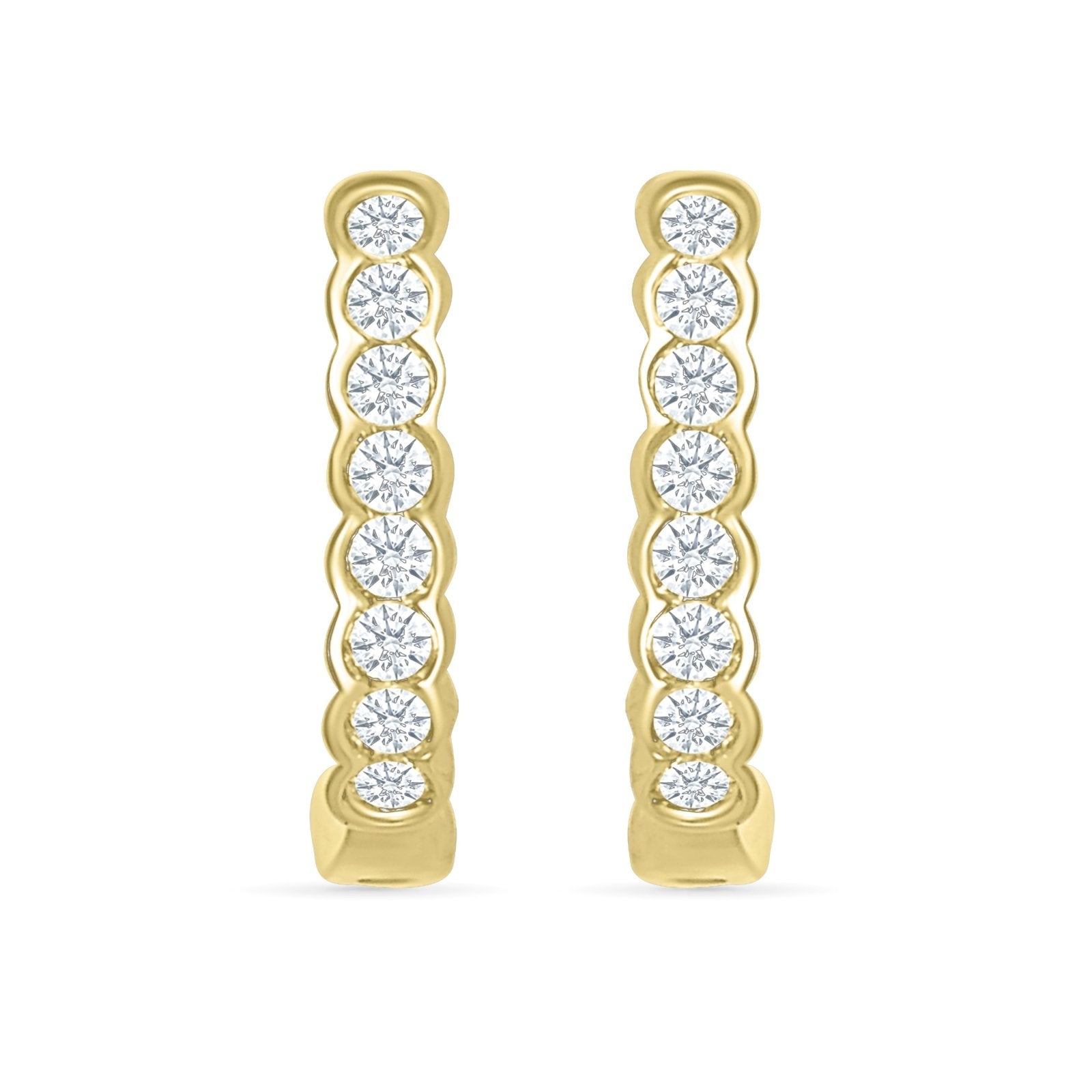 Bezel Set Diamond Hoop Earrings Earrings Estella Collection #product_description# 32680 Diamond Made to Order Traditional Stud #tag4# #tag5# #tag6# #tag7# #tag8# #tag9# #tag10#