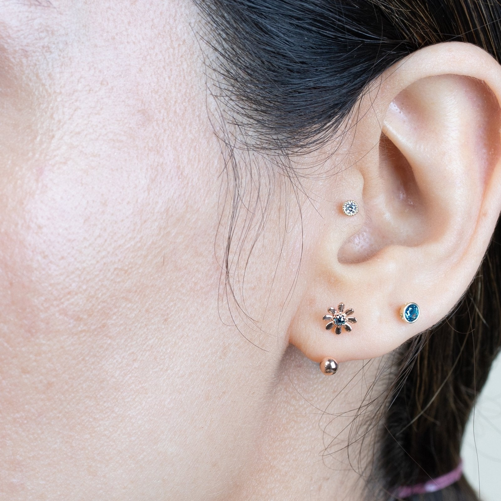 Blue Diamond Flower & Ball Reversible Huggie Hoop Earring Earrings Estella Collection #product_description# 17961 14k Blue Diamond Blue stone #tag4# #tag5# #tag6# #tag7# #tag8# #tag9# #tag10#