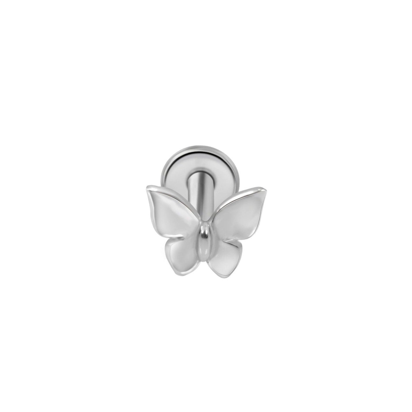 Flutter Crystal Butterfly Flat Back Sleeper Earrings - 14K Solid Gold - Single