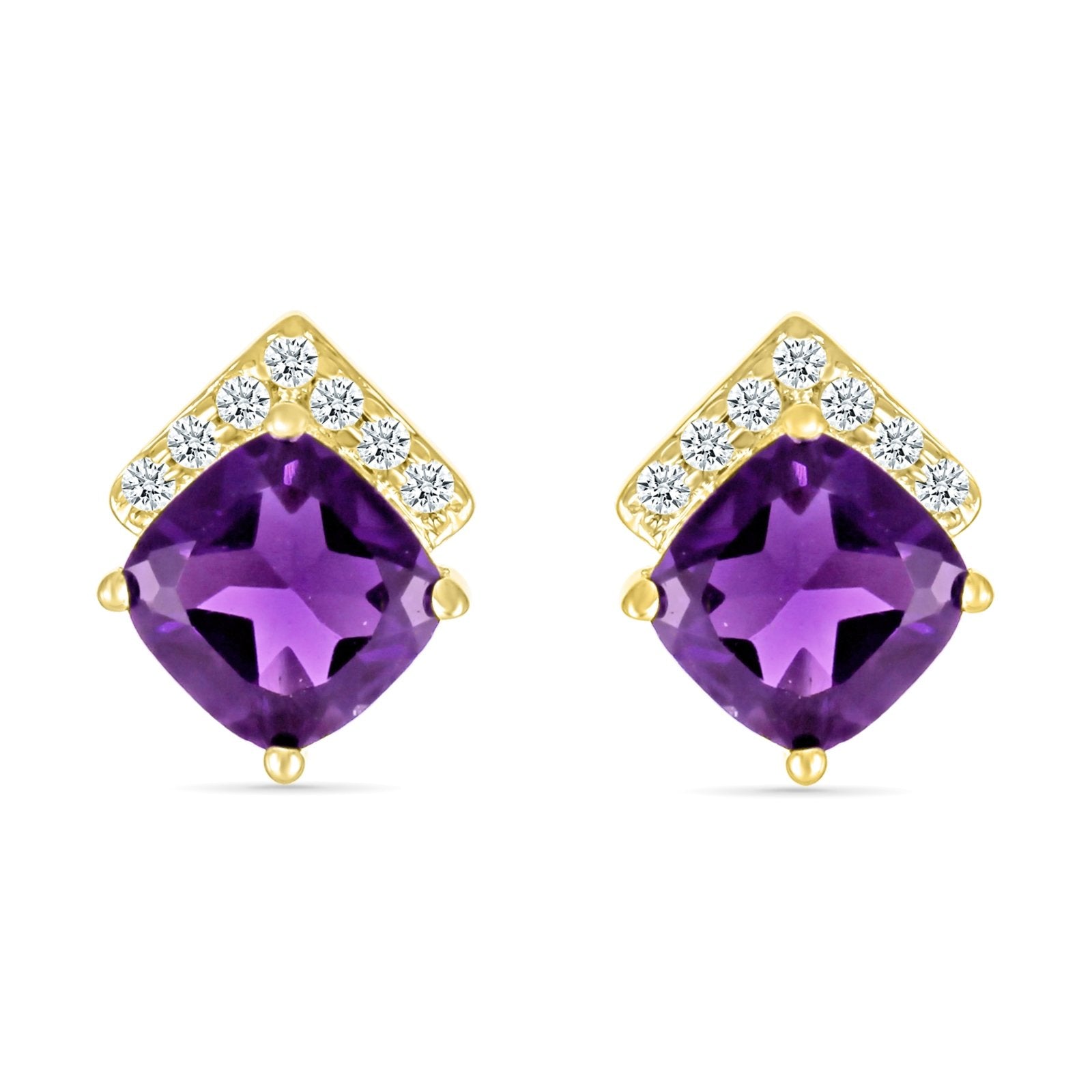 Cushion Cut Amethyst Studs with White Sapphire Pave Accent Earrings Estella Collection #product_description# 32660 Amethyst Colorless Gemstone Made to Order #tag4# #tag5# #tag6# #tag7# #tag8# #tag9# #tag10#