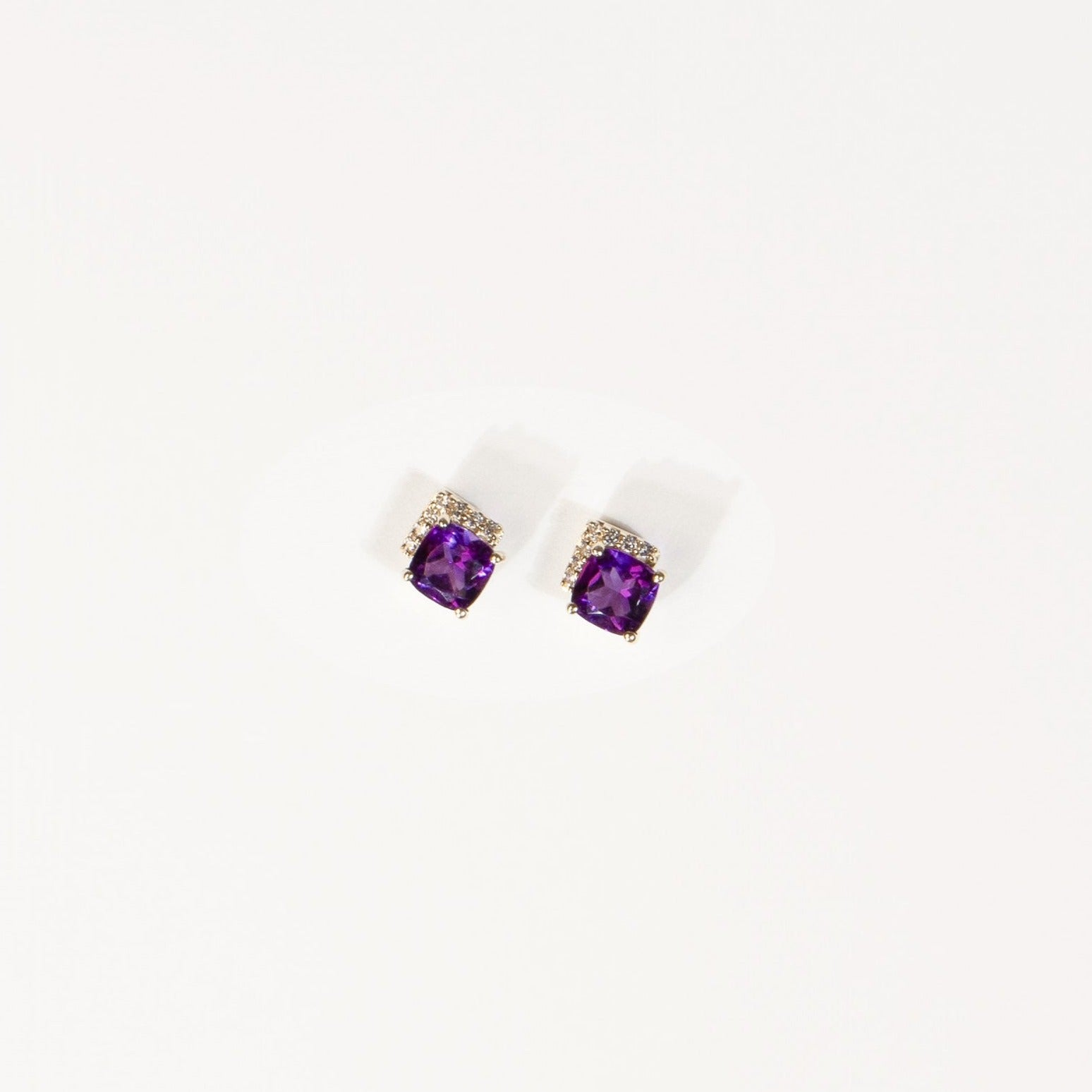 Cushion Cut Amethyst Studs with White Sapphire Pave Accent Earrings Estella Collection #product_description# 32660 Amethyst Colorless Gemstone Made to Order #tag4# #tag5# #tag6# #tag7# #tag8# #tag9# #tag10#