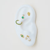 Emerald Pavé Studded Eternity Clicker Single Hoop in Solid 14k Yellow Gold Earrings Estella Collection #product_description# 18091 14k Birthstone Earrings #tag4# #tag5# #tag6# #tag7# #tag8# #tag9# #tag10#