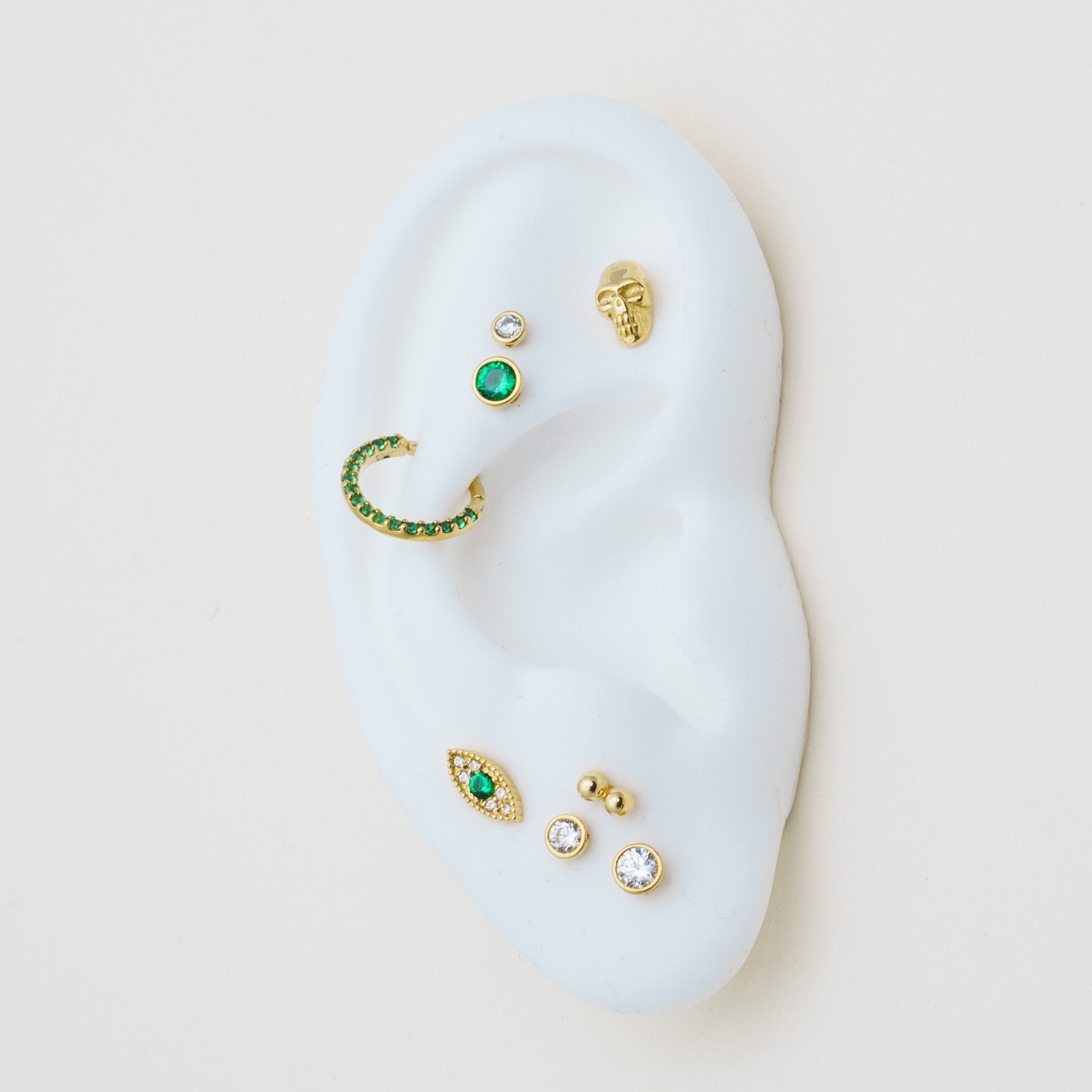 Emerald Pavé Studded Eternity Clicker Single Hoop in Solid 14k Yellow Gold Earrings Estella Collection #product_description# 18091 14k Birthstone Earrings #tag4# #tag5# #tag6# #tag7# #tag8# #tag9# #tag10#
