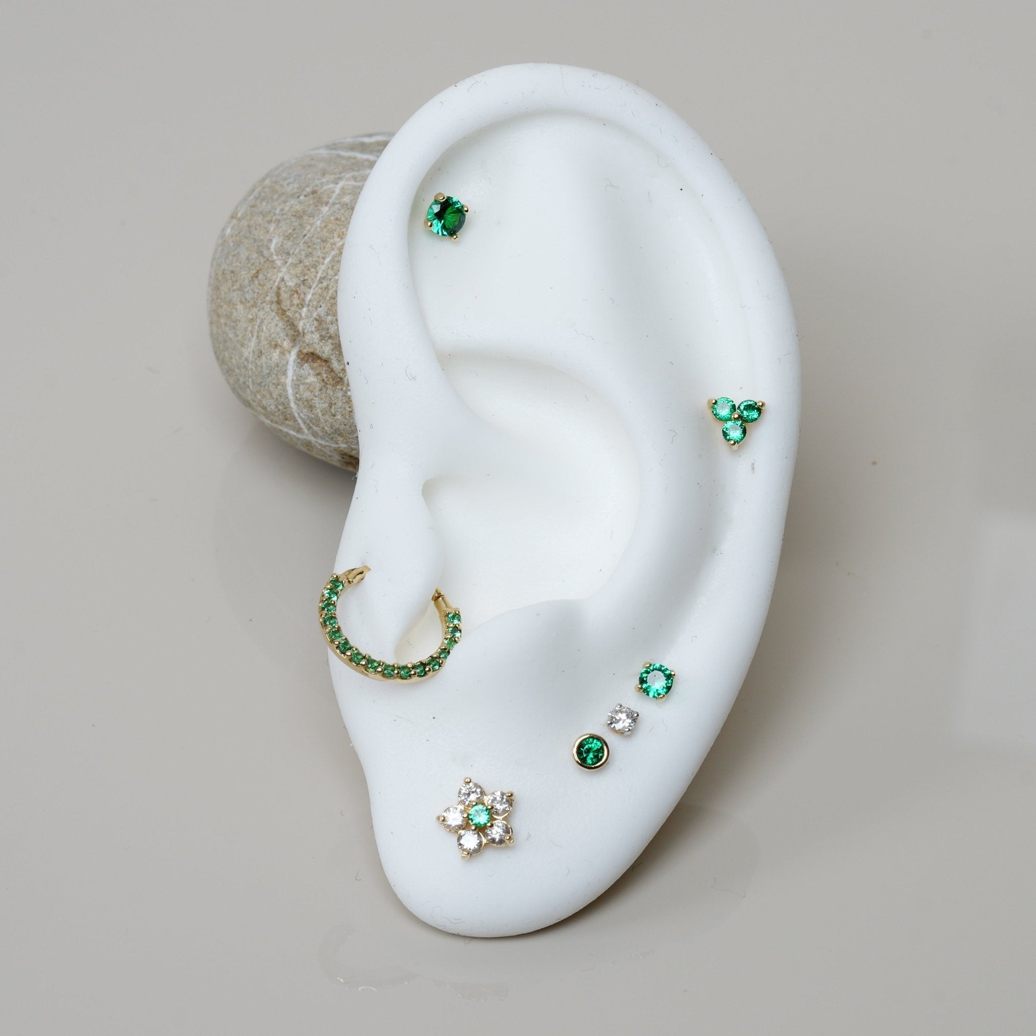 Emerald Pavé Studded Eternity Clicker Single Hoop in Solid 14k Yellow Gold Earrings Estella Collection #product_description# 18091 14k Birthstone Earrings #tag4# #tag5# #tag6# #tag7# #tag8# #tag9# #tag10#