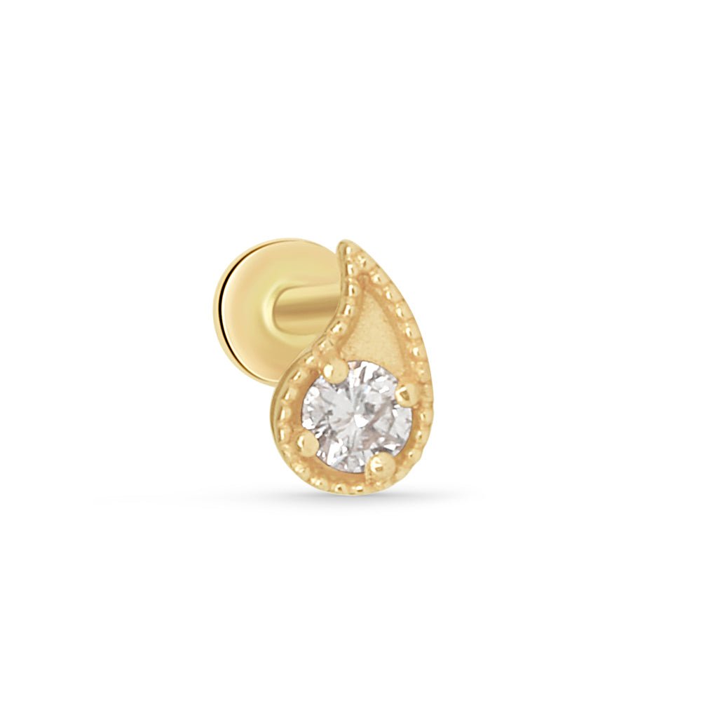 Milgrain Diamond Paisley Flat Back Earring - Estella Collection